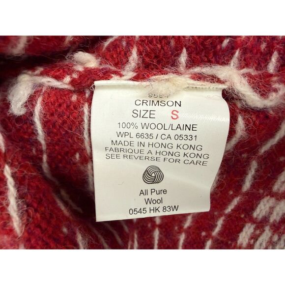 Woolrich Vintage Wool Winter Tree Red Fair Isle Zip Cardigan Women's Size Small - Picture 2 of 6